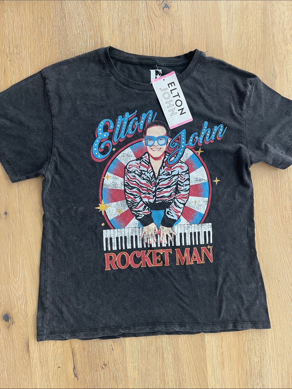 Elton John‎ Black 'Rocket Man' Graphic Tee